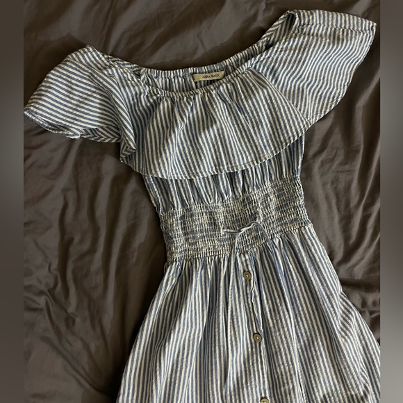 ***SOLD*** Off the Shoulder Striped Blue Dress - Picture 8 of 9